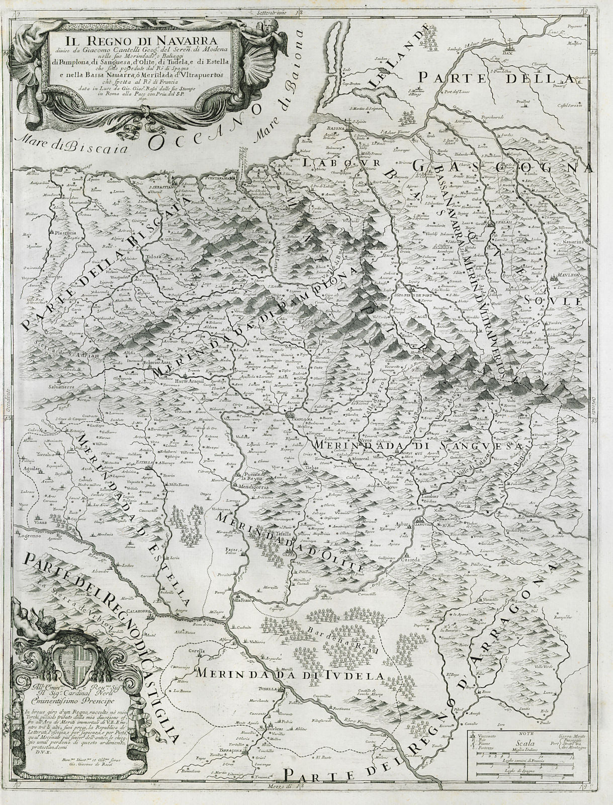 Il Regno di Navarra. The Kingdom of Navarre. Spain. DE ROSSI / CANTELLI 1690 map
